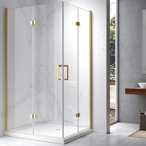 Złota kabina prysznicowa drzwi składane prostokątna 110x90 KZ13BG