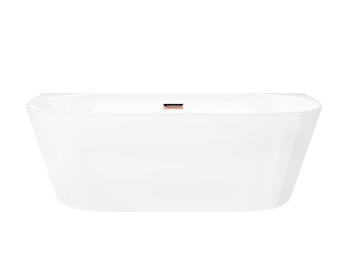 Wanna akrylowa, przyścienna wolnostojąca Mono Corsan 150 cm korek klik-klak miedziany