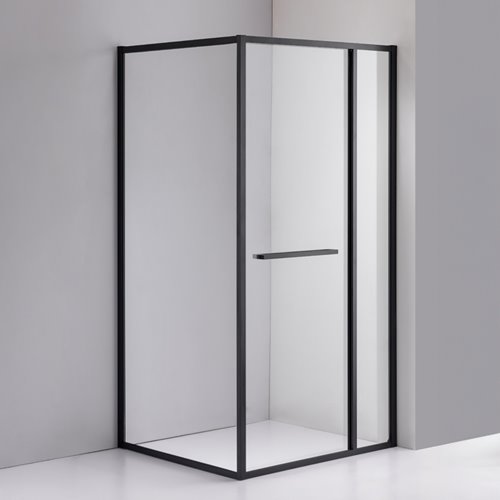 Czarna prostokątna kabina prysznicowa Kira 100x80 drzwi rozsuwane do wewnątrz
