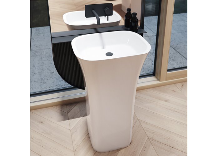 Umywalka wolnostojąca z konglomeratu biały mat Assos Matt Besco UMMB-A-WO