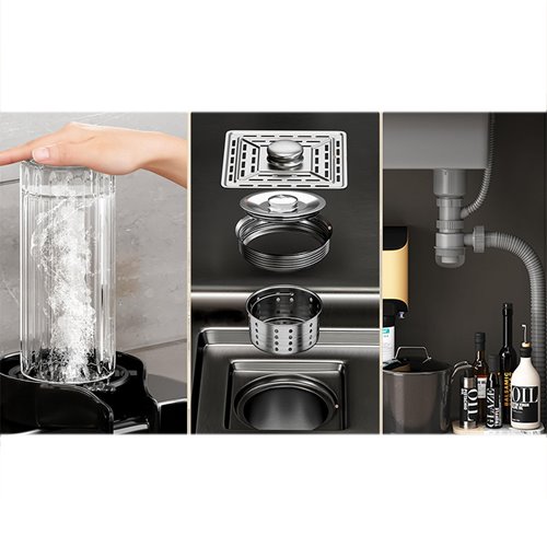 Zlewozmywak kuchenny stalowy jednokomorowy czarny COBA 68X46 ASI 304