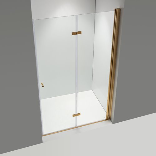 Złote drzwi prysznicowe łamane do wnęki 90 cm SH01B