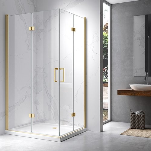 Złota szczotkowana kabina prysznicowa drzwi składane prostokątna 100x90 Z-KZ13A-GL-BR-100X90 zdjęcie 2