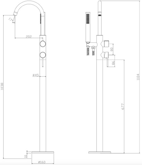 Bateria wannowa stojąca montaż podłogowy czarna Ultimate ABUL221321 Avapax
