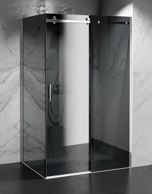 Kabina prysznicowa narożna 110x90 cm szkło 8mm grafitowe profile chrom Swiss Liniger