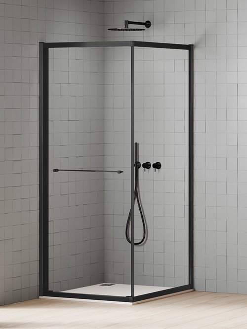 Kabina prysznicowa 90x90 cm drzwi przesuwne na ścianę K-5184 New Varia Black New Trendy zdjęcie 2