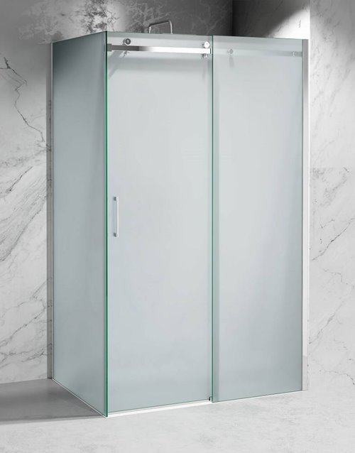 Kabina prysznicowa narożna 90x80 cm szkło 8mm mleczne profile chrom Swiss Liniger