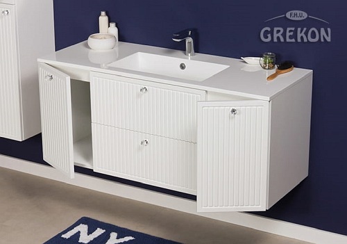 Szafka łazienkowa wisząca z umywalką biały mat 120 cm Argento Gante