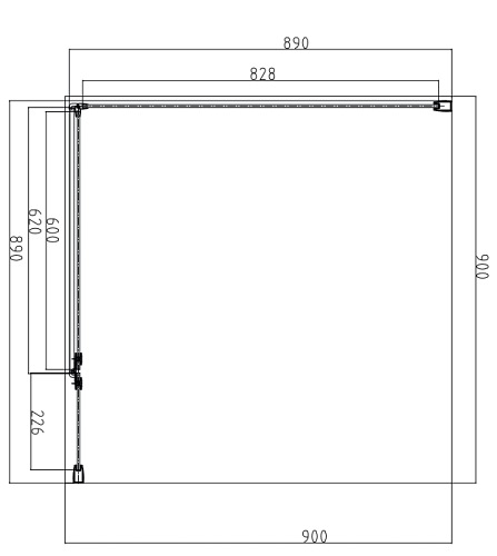 Czarna kabina prysznicowa kwadratowa Manhattan 90x90 MH9090BLTR Omnires