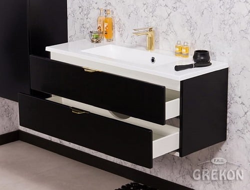 Czarna matowa szafka łazienkowa z umywalką 100/2 cm Victa Gante