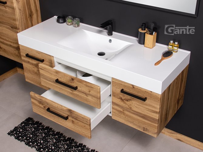 Szafka wisząca z umywalką 140 cm kolor dąb naturalny 50/2 NELA seria Fokus Loft Gante