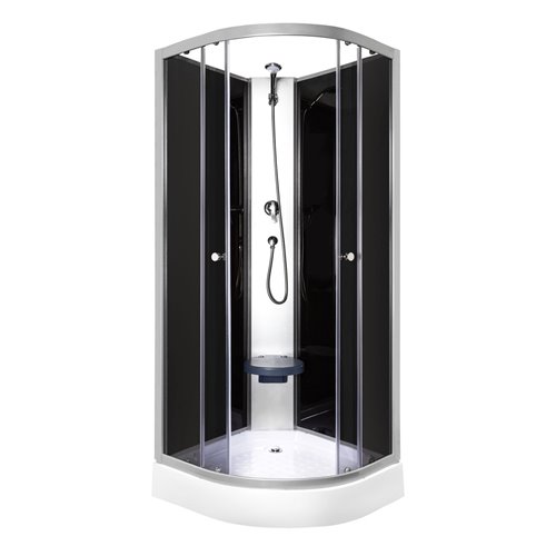 Kabina prysznicowa zabudowa czterościenna z siedziskiem 80x80 Evora Black