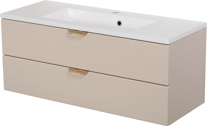 Szafka łazienkowa piaskowa z umywalką złoty uchwyt 100 cm Magnolia Gante