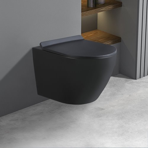 Czarna matowa miska wc wisząca Mizu Rimless 4.0 MIZU-MTB-RIM-01 Hydrosan