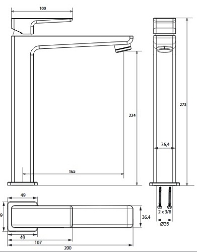 Bateria umywalkowa stojąca Parma PM7412 CR Omnires