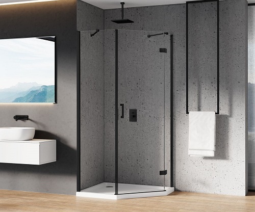 Kabina pięciokątna 100x80 lewa K-0673 New Azura Black New Trendy
