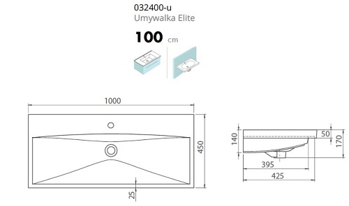 Umywalka Elite 100 cm Cerastyle