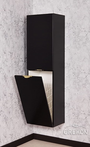 Czarny słupek łazienkowy wiszący z koszem Victa