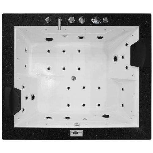 Czarna prostokątna wanna z hydromasażem 180x150 cm MUS-1089C