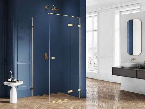 Złota szczotkowana kabina prysznicowa prawa 80x70 EXK-1729 Avexa Gold Brushed New Trendy