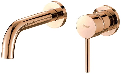 Bateria umywalkowa w kolorze miedzianym Lungo Gold Rose Rea