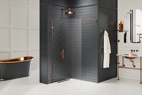 Miedziana Avexa Copper Brushed New Trendy EXK-3764 ścianka prysznicowa 90 cm szkło 8 mm