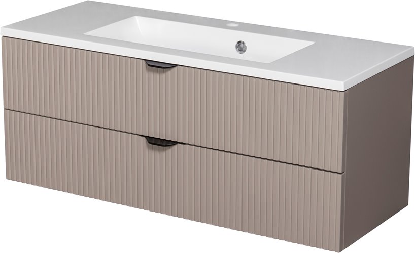 Szafka łazienkowa z lamelami wisząca z umywalką 100 cm 39/2 Victa Lamello kolor fume mat