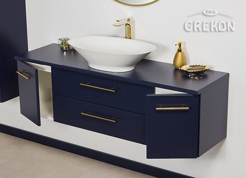 Szafka wisząca z umywalką nablatową 140/39 cm Belli Gold Gante