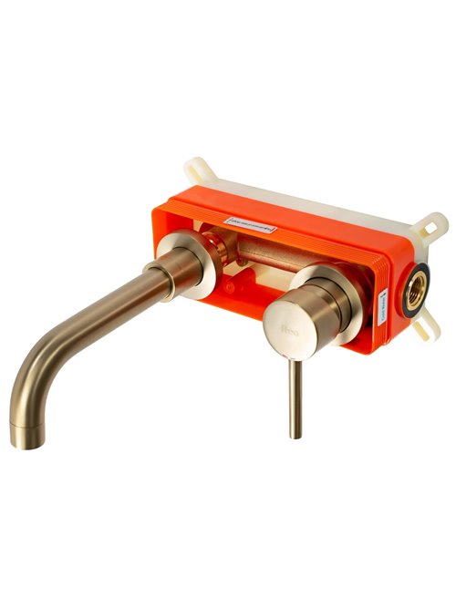 Bateria umywalkowa podtynkowa box Rea Lungo Long złoto szczotkowane