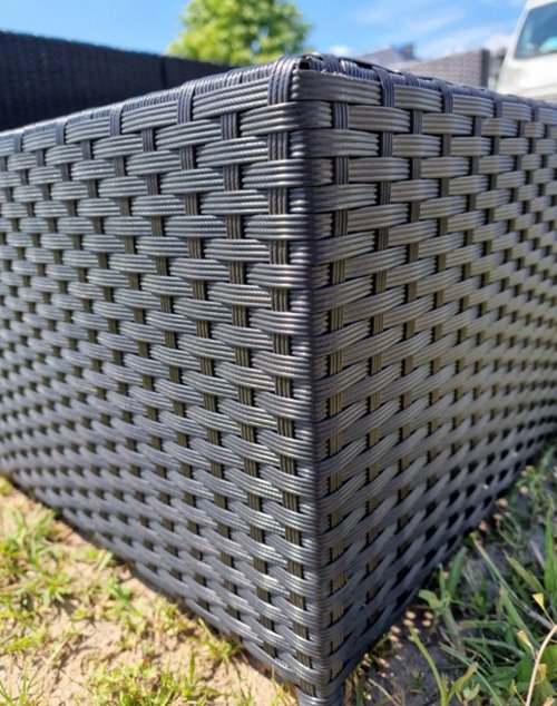 Meble ogrodowe technorattan sofa, stół, dostawka zestaw Volta