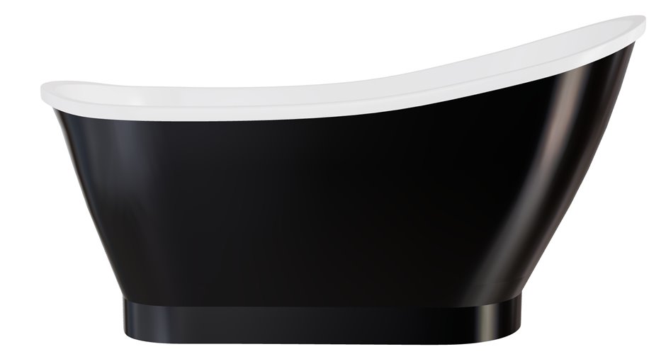 Czarno-biała wanna wolnostojąca 160 syfon klik-klak złoty Gloria Besco
