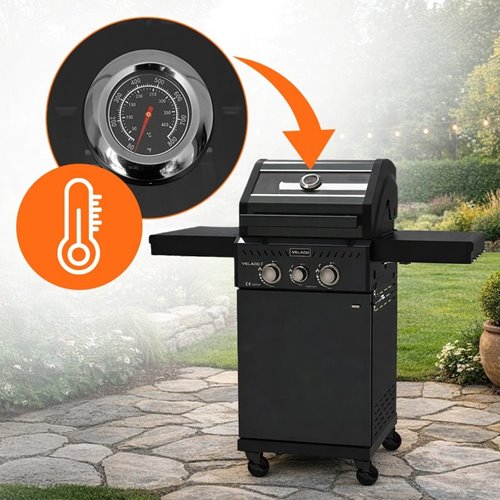 Grill gazowy ZEUS-A kolor czarny ruszt żeliwny moc 8,5 kW + pokrowiec + palnik boczny zdjęcie 4
