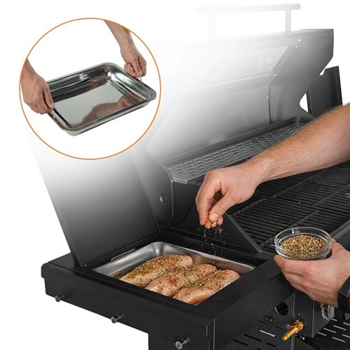 Grill gazowy ZEUS-C kolor czarny ruszt żeliwny moc 14,5 kW + pokrowiec + palnik boczny + LED zdjęcie 11