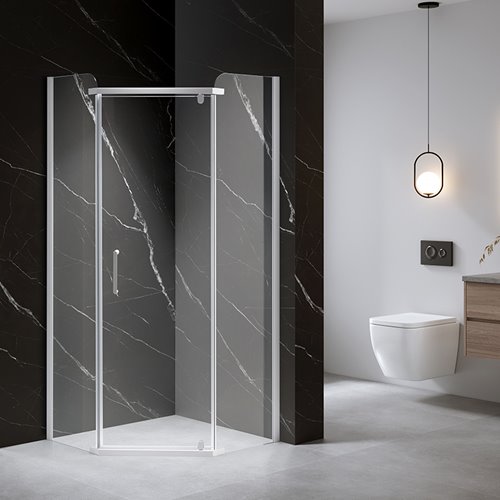 Biała kabina prysznicowa pięciokątna 80x80 drzwi uchylne KZ91A