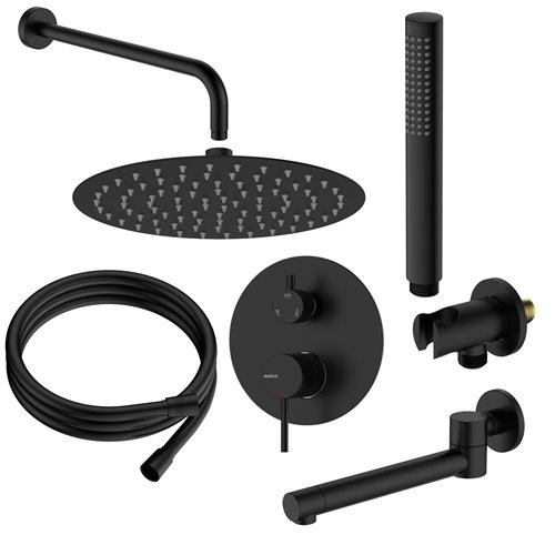 Zestaw prysznicowy podtynkowy z wylewką wannową czarny Ultimate ANUL131321 Avapax