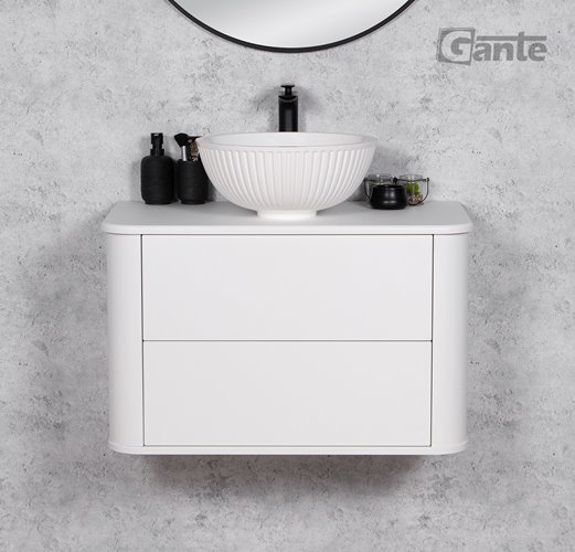 Szafka łazienkowa wisząca LILIA SMOOTH 80 cm biały mat z umywalką Gante