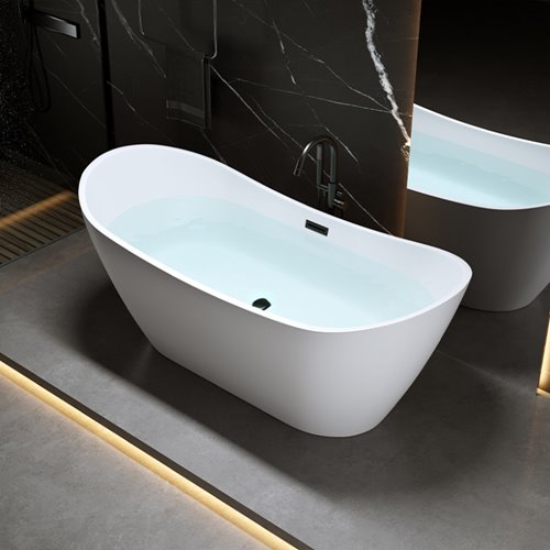 Wanna wolnostojąca biała przelew oraz korek czarny 180 cm Rica Hydrosan