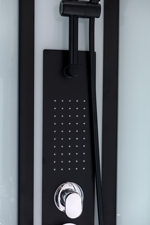 Biała kabina prysznicowa zabudowana 4 ściany na niskim brodziku 90x90 MO-0307