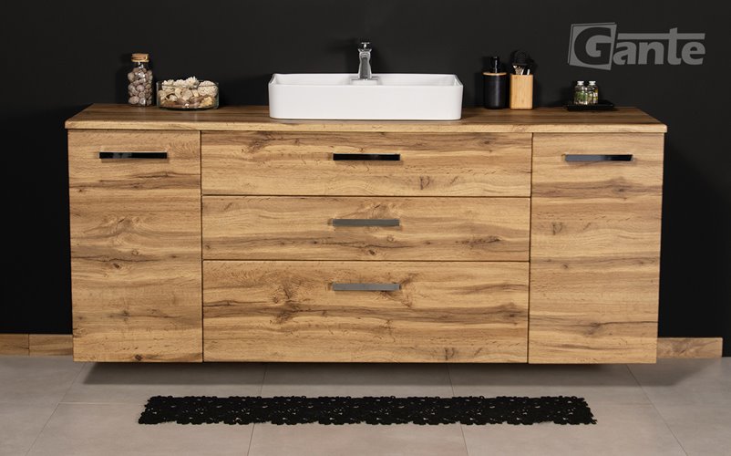 Szafka wisząca z umywalką 180 cm kolor dąb naturalny C3 seria Fokus NE