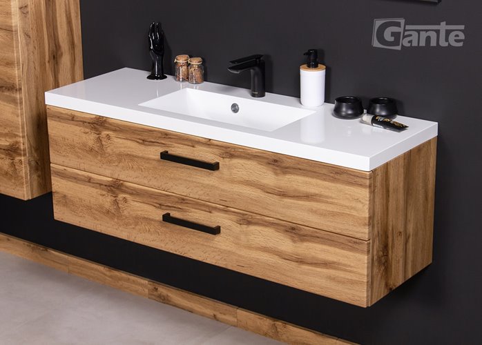 Szafka wisząca z umywalką 120 cm kolor dąb naturalny S2 seria Fokus Loft Gante