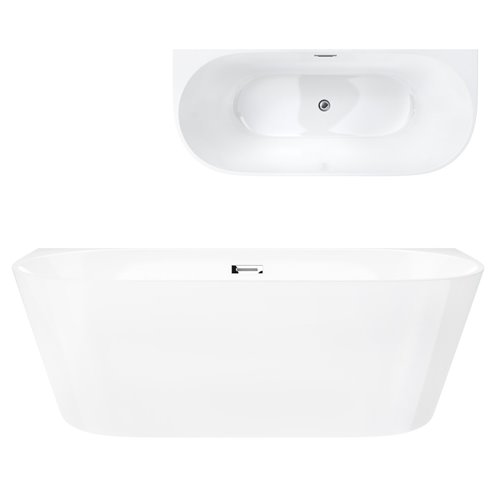 Wanna akrylowa, przyścienna wolnostojąca Mono Corsan 160 cm korek klik-klak chrom