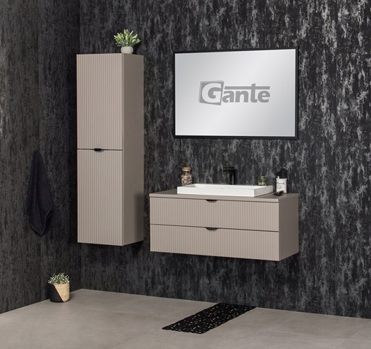 Szafka łazienkowa z lamelami wisząca z nablatową umywalką 100 cm 39/2 Victa Lamello kolor fume mat