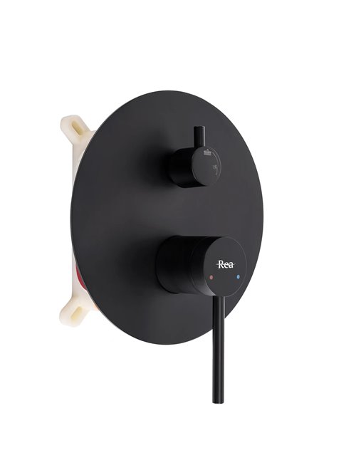 Czarny zestaw prysznicowy podtynkowy box Foss Clif Rea