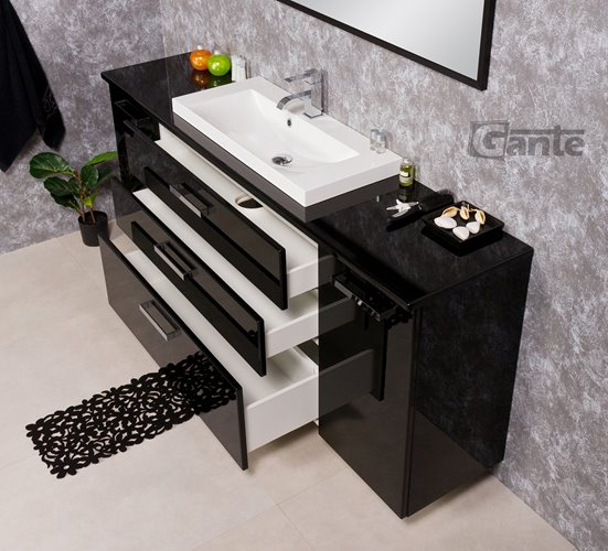 Czarna szafka wisząca z umywalką 180 cm seria Fokus C