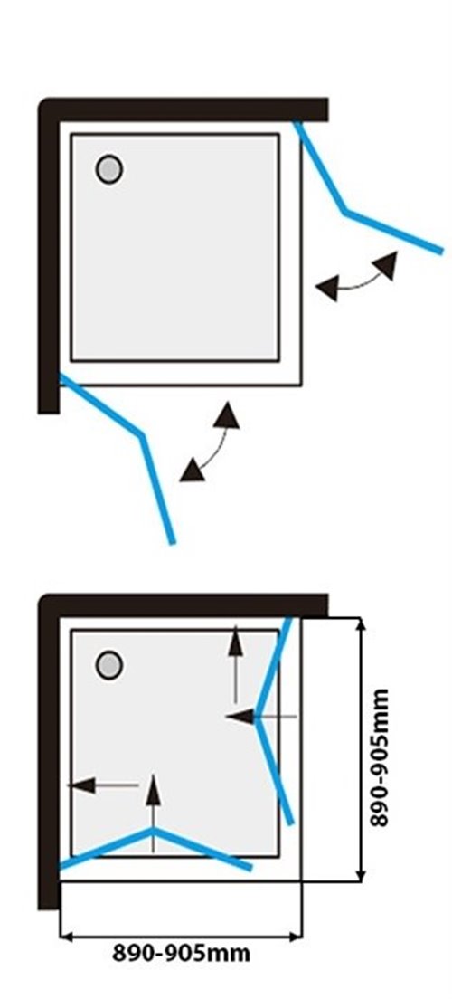 Złota szczotkowana kabina prysznicowa kwadratowa drzwi składane 90x90 ZES-KZ08C-GL-BR-90