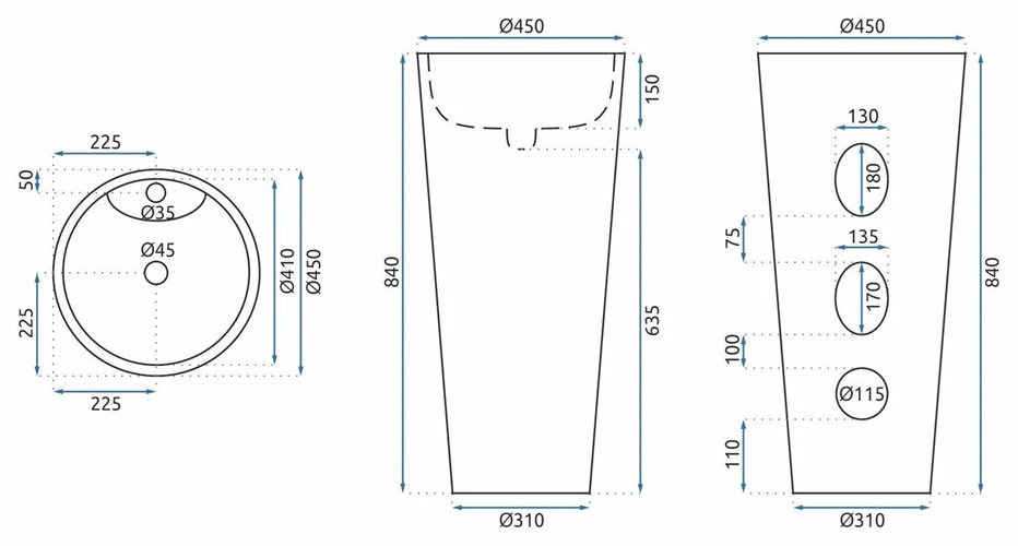 Umywalka wolnostojąca ceramiczna Anya Granit Mat Rea