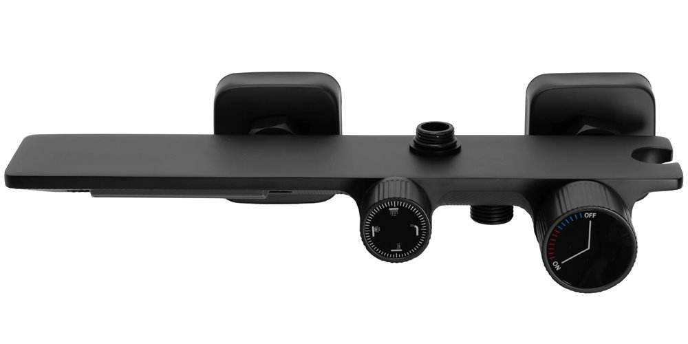 Czarny zestaw prysznicowy z wylewką Helix Rea