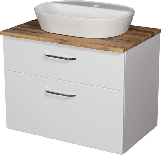 Szafka łazienkowa wisząca z umywalką nablatową 80 cm SETTO MODULO kolor biały połysk