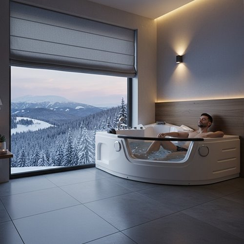 Wanna z hydromasażem narożna podgrzewacz wody Orino 632C 135x135