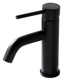 Bateria umywalkowa w kolorze czarnym, niska Lungo Black Rea
